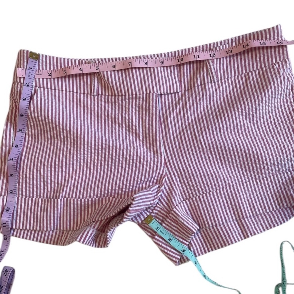 Striped Red and White Women's Shorts - Picture 4 of 8